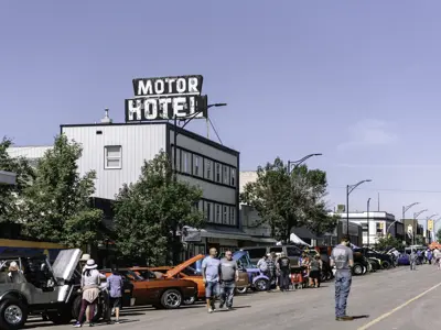 Photo of vintage car show downtown
