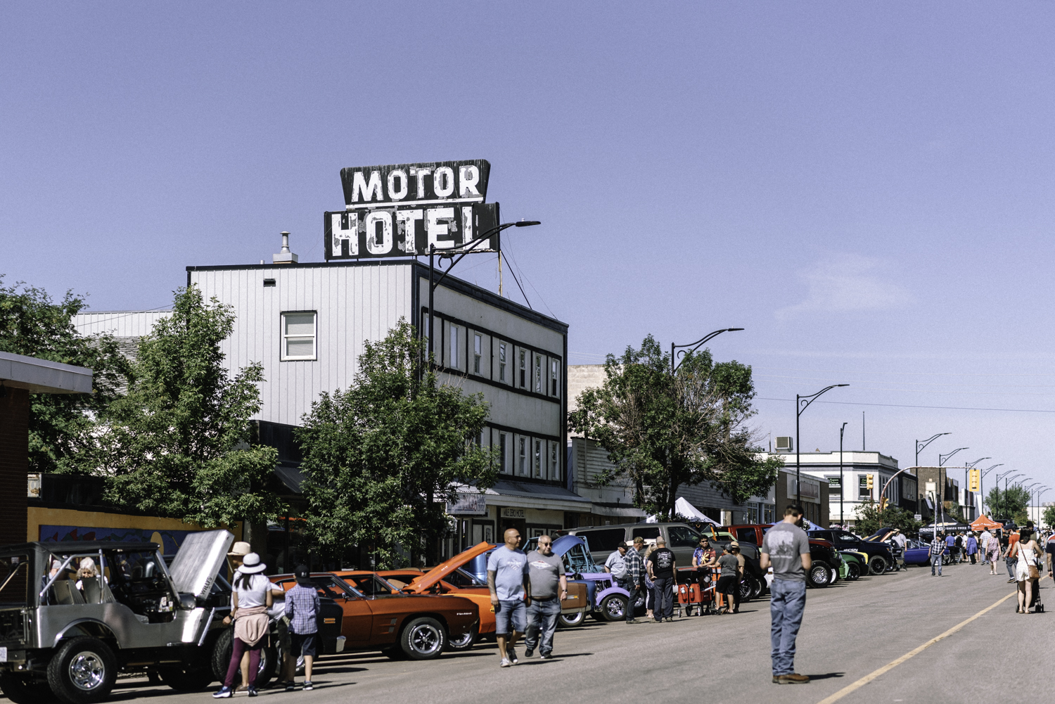 Photo of vintage car show downtown
