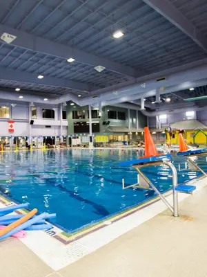 Photo of large swimming pool with swim lanes